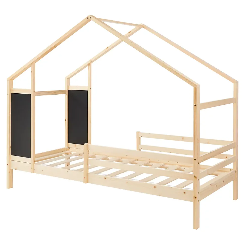 Lit cabane Lorenskog bois de pin 90 x 200 cm naturel en.casa