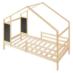 Lit cabane Lorenskog bois de pin 90 x 200 cm naturel en.casa