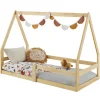 Lit cabane LUSIA 80 x 160 cm, en pin massif naturel