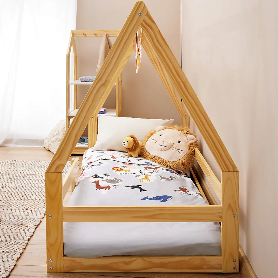 Lit cabane LUSIA 80 x 160 cm, en pin massif naturel