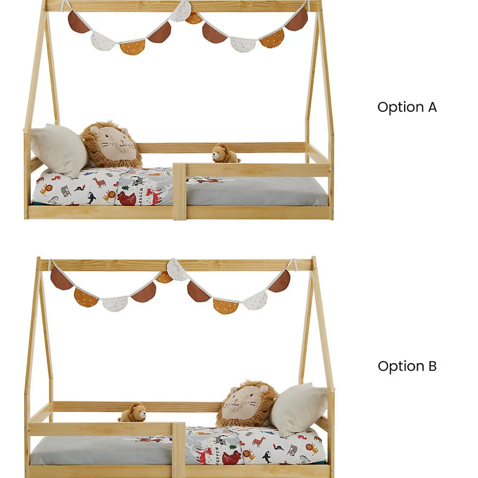 Lit cabane LUSIA 80 x 160 cm, en pin massif naturel