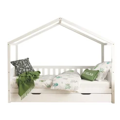 Lit cabane MH 90x200 sommier et tiroir inclus Vipack Dallas Blanc