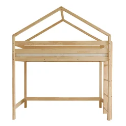 Lit cabane mi-hauteur 90x200 sommier inclus Candice Bois