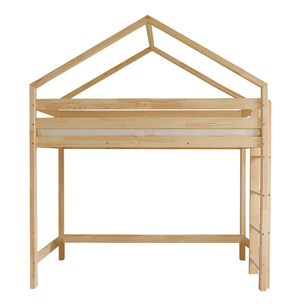 Lit cabane mi-hauteur 90x200 sommier inclus Candice Bois