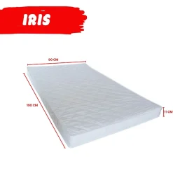 Lit cabane MIKA 90x190 + sommier + matelas IRIS / Naturel
