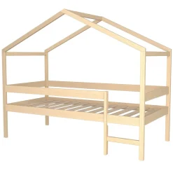 Lit cabane MIKA 90x190 + sommier / Naturel