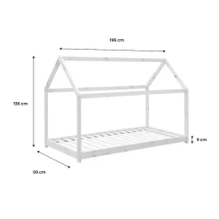 Lit cabane Montessori. bois massif en pin naturel - Tobias - sommier inclus. 90 x 190 cm