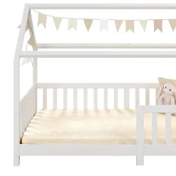 Lit cabane NINA 90 x 190 cm, en pin massif lasuré blanc