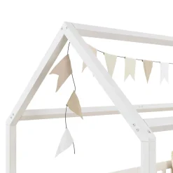 Lit cabane NINA 90 x 190 cm, en pin massif lasuré blanc