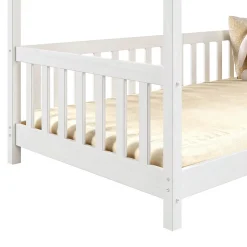 Lit cabane NINA 90 x 190 cm, en pin massif lasuré blanc