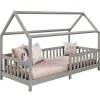 Lit cabane NINA 90 x 190 cm, en pin massif lasuré gris