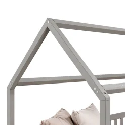 Lit cabane NINA 90 x 190 cm, en pin massif lasuré gris