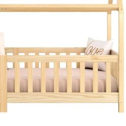 Lit cabane NINA 90 x 190 cm, en pin massif finition naturelle