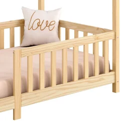 Lit cabane NINA 90 x 190 cm, en pin massif finition naturelle