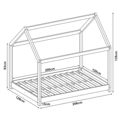 Lit cabane pour enfant Cerro bois de pin contreplaqué 120 x 200 cm naturel en.casa