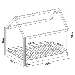 Lit cabane pour enfant Cerro bois de pin contreplaqué 140 x 200 cm vert menthe en.casa