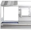 Lit cabane pour enfant en bois coloris blanc, gris - couchage 90 x 190 cm - Longueur 200 x Profondeur 102 x Hauteur 181 cm