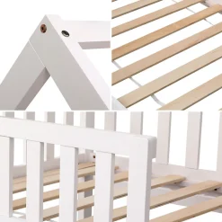 Lit cabane pour enfant 190x90cm blanc MARCEAU - HAPPY GARDEN