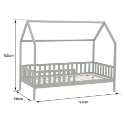 Lit cabane pour enfant 190x90cm blanc MARCEAU - HAPPY GARDEN