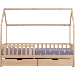 Lit cabane pour enfant 190x90cm en bois avec tiroirs MARCEAU - HAPPY GARDEN