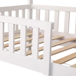 Lit cabane pour enfant 190x90cm blanc avec tiroirs MARCEAU - HAPPY GARDEN