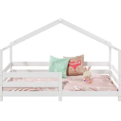 Lit cabane RENA 90 x 190 cm, en pin massif lasuré blanc