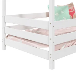 Lit cabane RENA 90 x 190 cm, en pin massif lasuré blanc