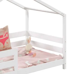 Lit cabane RENA 90 x 190 cm, en pin massif lasuré blanc