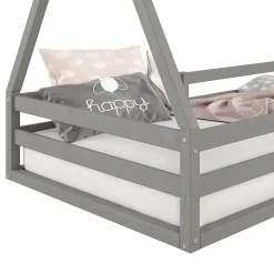 Lit cabane SILA 90 x 200 cm, en pin massif gris