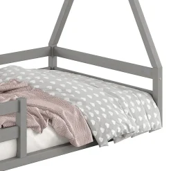 Lit cabane SILA 90 x 200 cm, en pin massif gris