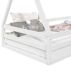 Lit cabane SILA 90 x 190 cm, en pin massif blanc