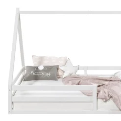 Lit cabane SILA 90 x 190 cm, en pin massif blanc