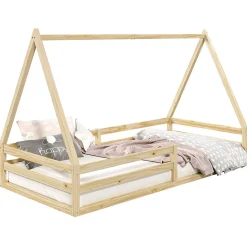 Lit cabane SILA 90 x 200 cm, en pin massif naturel