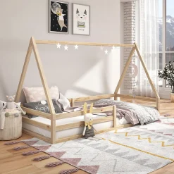 Lit cabane SILA 90 x 200 cm, en pin massif naturel