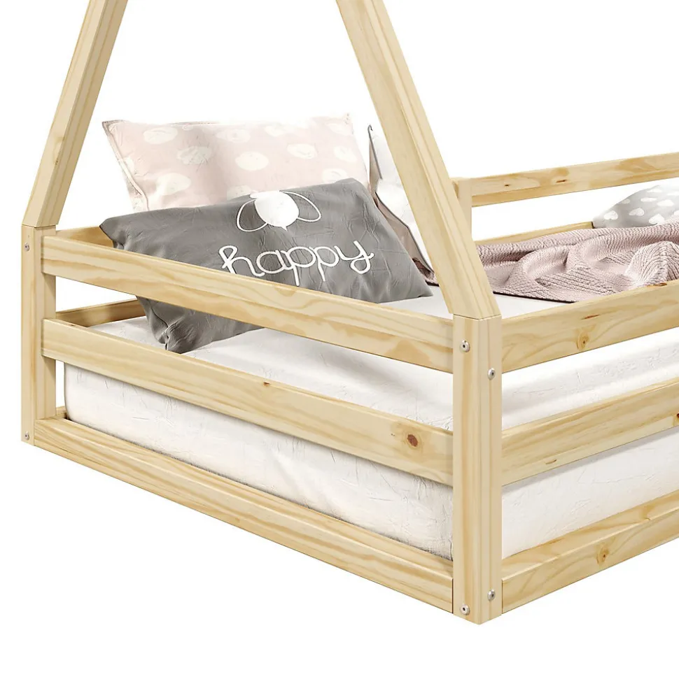 Lit cabane SILA 90 x 200 cm, en pin massif naturel