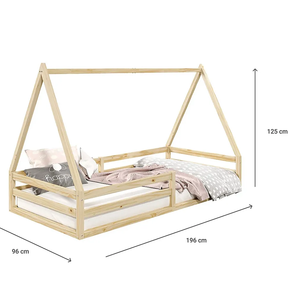 Lit cabane SILA 90 x 190 cm, en pin massif naturel