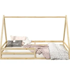 Lit cabane SILA 90 x 190 cm, en pin massif naturel