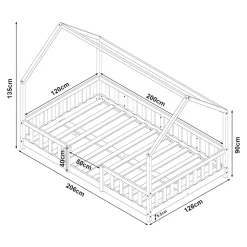 Lit cabane Sisimiut avec matelas 120 x 200 cm gris clair / blanc en.casa