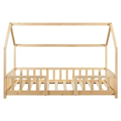 Lit cabane Sisimiut avec matelas 90 x 200 cm naturel en.casa