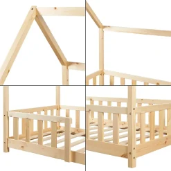 Lit cabane Sisimiut avec matelas 90 x 200 cm naturel en.casa