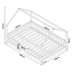 Lit cabane Sisimiut avec matelas 140 x 200 cm vert menthe / blanc en.casa