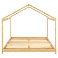 Lit cabane Vindafjord pour enfant 140 x 200 cm forme maison bambou naturel en.casa
