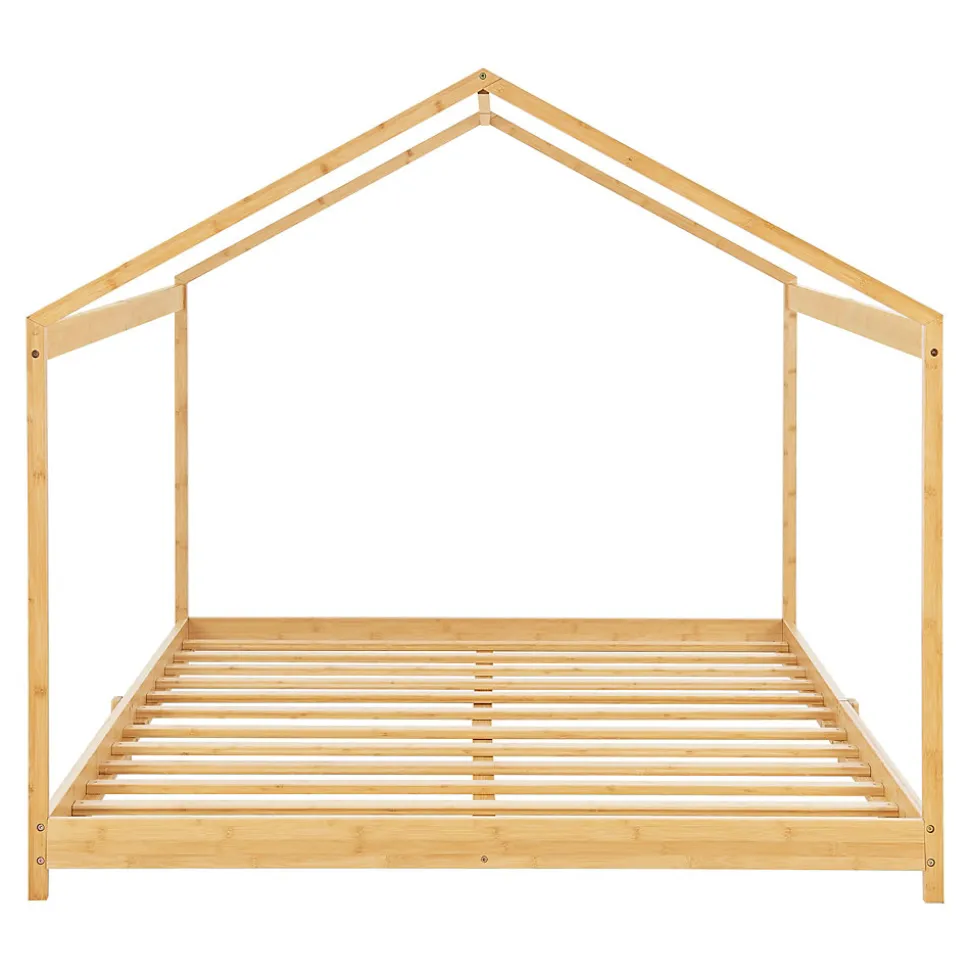 Lit cabane Vindafjord pour enfant 140 x 200 cm forme maison bambou naturel en.casa