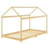 Lit cabane Vindafjord pour enfant 90 x 200 cm forme maison bambou naturel en.casa