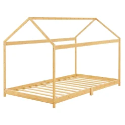 Lit cabane Vindafjord pour enfant 90 x 200 cm forme maison bambou naturel en.casa