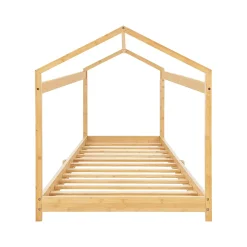Lit cabane Vindafjord pour enfant 90 x 200 cm forme maison bambou naturel en.casa
