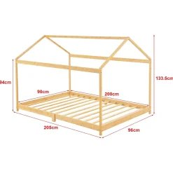 Lit cabane Vindafjord pour enfant 90 x 200 cm forme maison bambou naturel en.casa