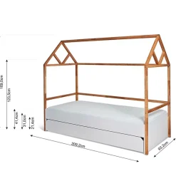 Lit cabane 90x200 sommier et tiroir inclus Bellamy Lotta Blanc