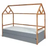 Lit cabane 90x200 sommier et tiroir inclus Bellamy Lotta Gris