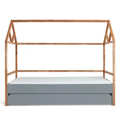 Lit cabane 90x200 sommier et tiroir inclus Bellamy Lotta Gris